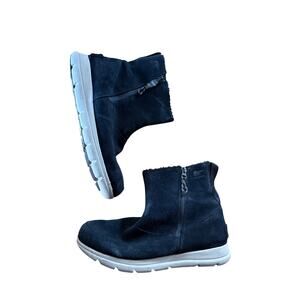 Sorel Explorer Side Zip Faux Fur Lined Waterproof Suede Black Boots